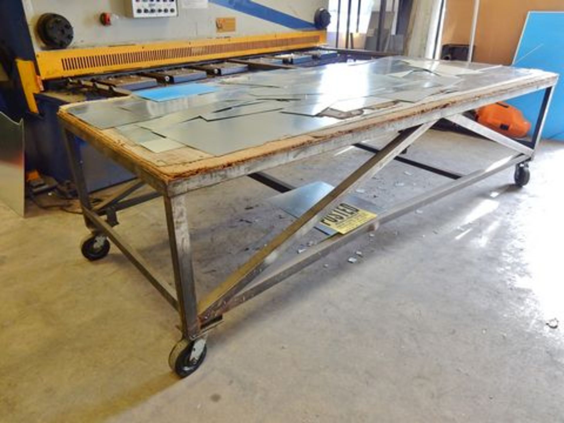 4' X 10' WOOD TOP ROLLING WORK TABLE