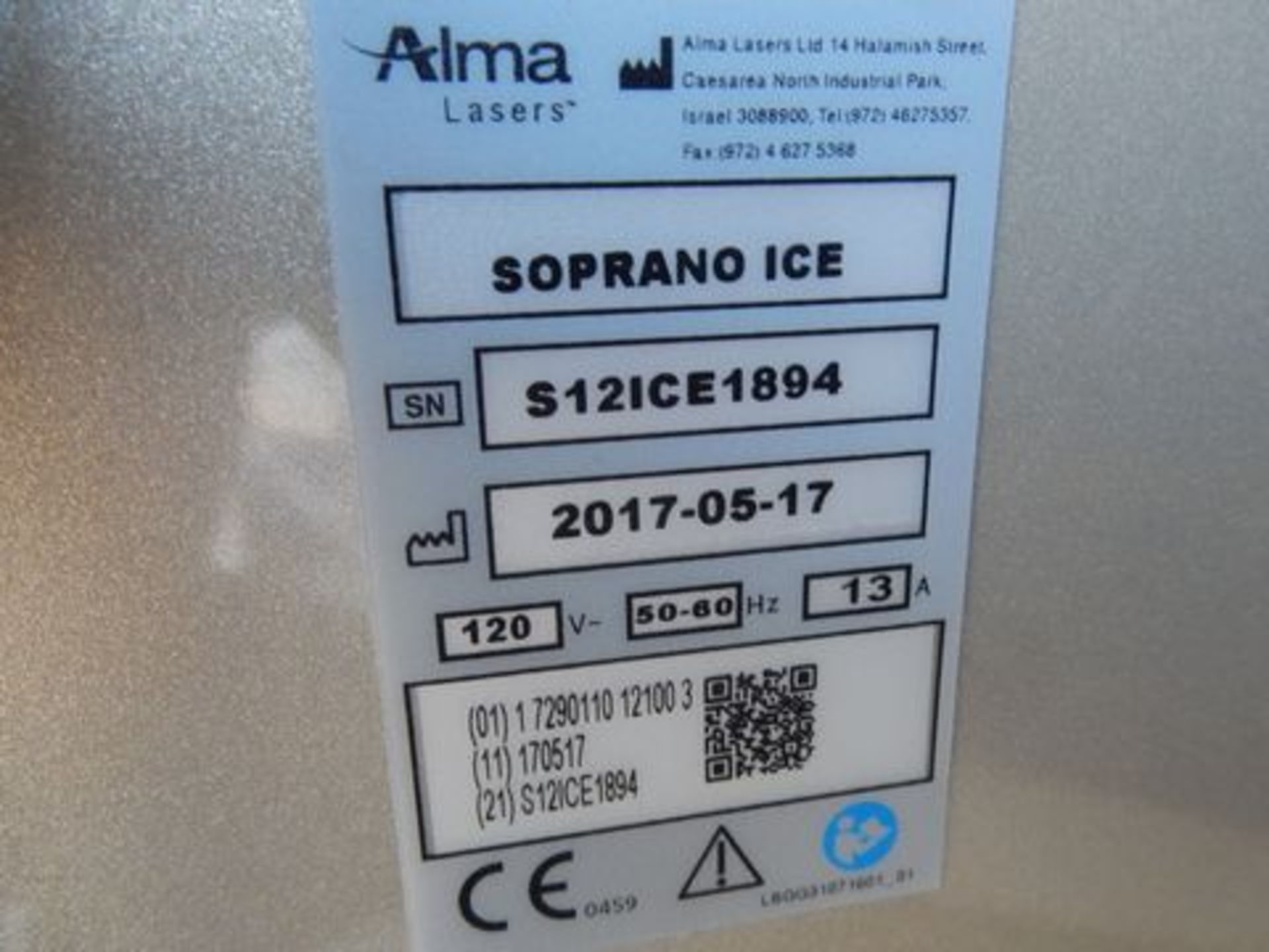 2017 ALMA SOPRANO ICE DIODE LASER HAIR REMOVAL SYSTEM, S/N S12ICE1894 - Image 7 of 14