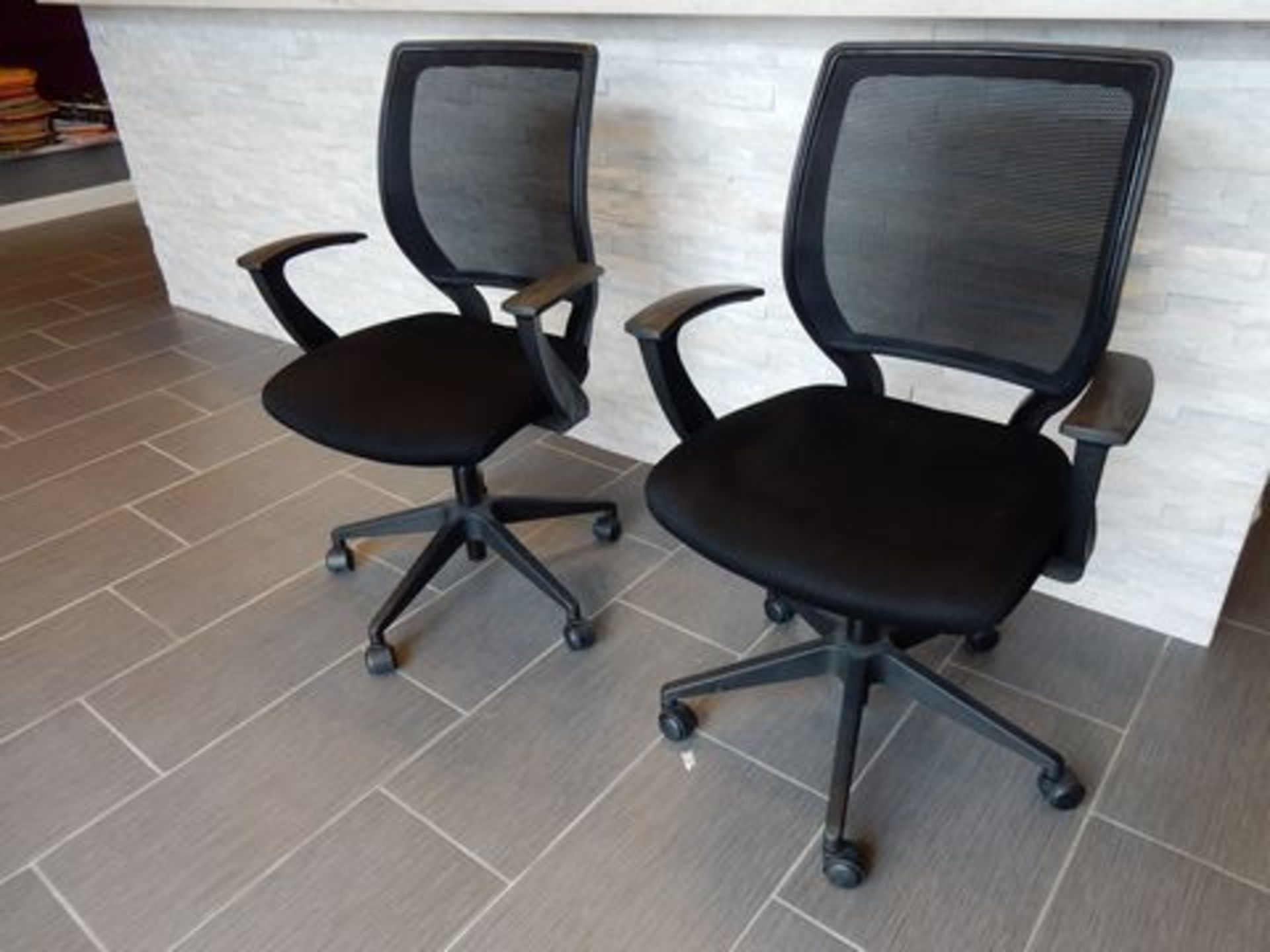 LOT (2) BLACK MESH-BACK TASK CHAIRS