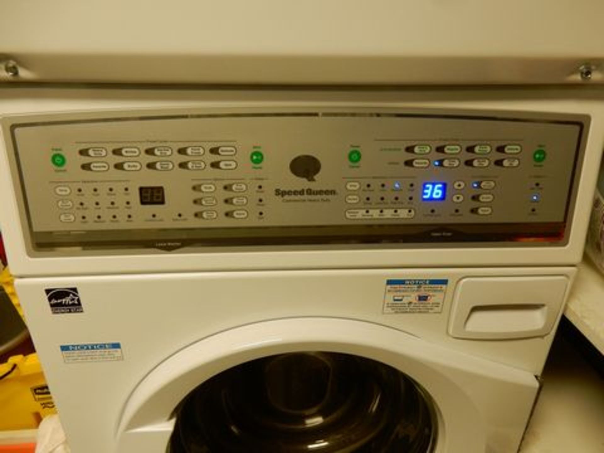 SPEED QUEEN STACK WASHER/DRYER, M# ATEE9A, TOUCH CONTROLS, LOWER WASHER, UPPER DRYER, ELECTRIC - Image 2 of 2