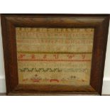 Victorian needlework Sampler by Eleanor Gardner with alphabet, numerals etc.