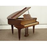 'Herrburger Brooks' mahogany cased baby grand piano, iron framed and overstrung, soundboard no.