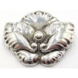 Georg Jensen; Brooch of leaf and berry design numbered 107 and with London import marks, 3.