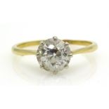 18ct Gold Solitaire Diamond Ring set with a brilliant cut diamond,
