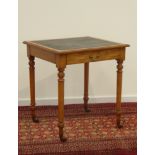 Late 19th century satinwood side table, leather inset top, single drawer stamped 'Gillow & Co 9105',