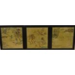 Group of three Chinese album leaves painted with figures, landscapes etc.