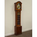 Mid 20th century rosewood longcase clock, enclosed by lead glazed door,