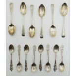 Set of six silver Teaspoons with pierced and scroll shape finials, Sheffield 1921,