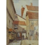 William Outhwaite (20th century): "A Bit of Old York, Pump Court", watercolour signed,