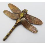 Cornelius J Van Dop; a brass and copper dragonfly Brooch, 6cm long.