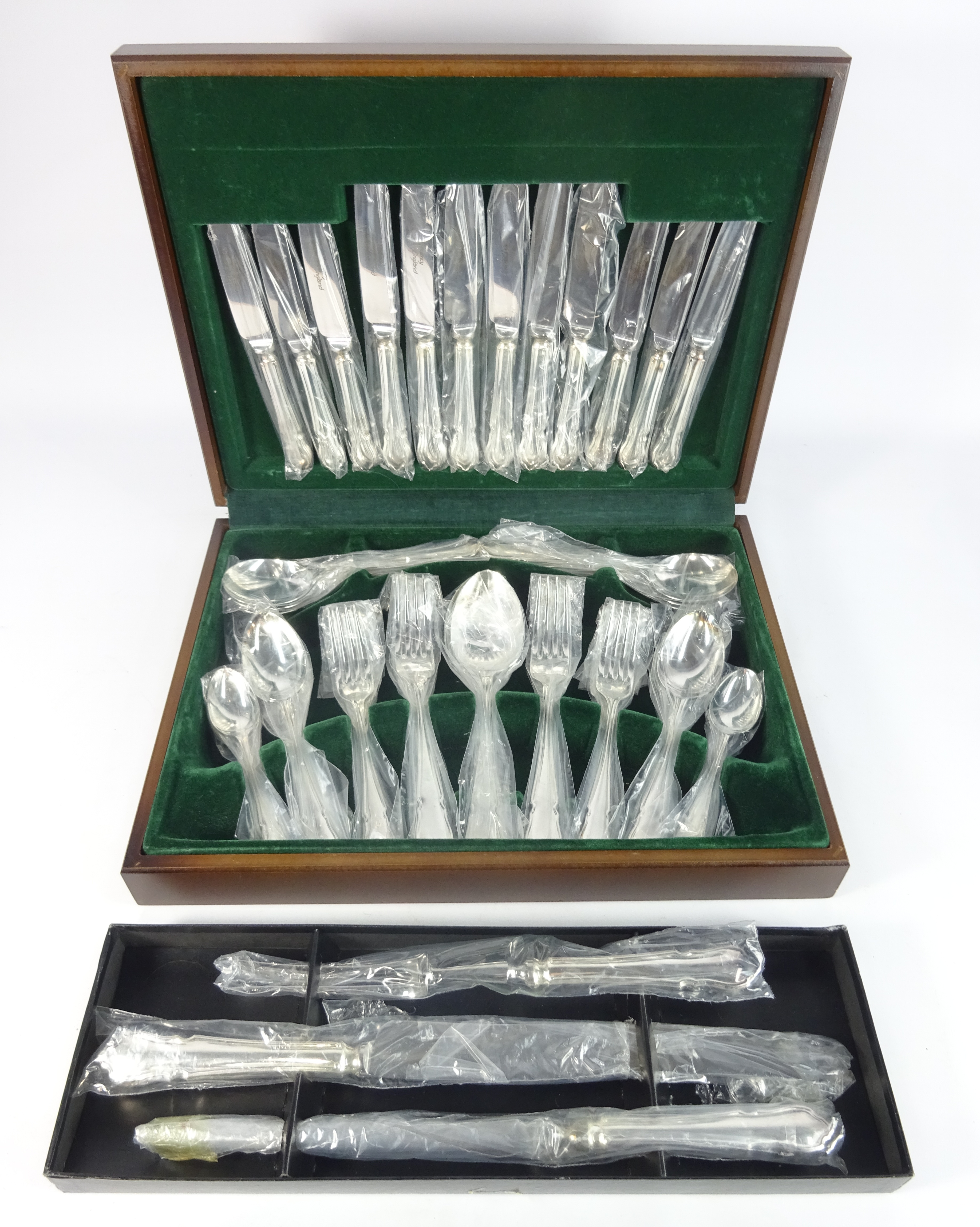 Canteen of plated table Cutlery for six covers in the Dubarry pattern and in fitted case,