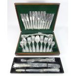 Canteen of plated table Cutlery for six covers in the Dubarry pattern and in fitted case,