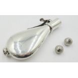 Silver butt marker in the shape of a shot flask containing numbered balls, Chester 1913,