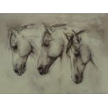 Lydia Kiernan: Artist signed print of three Horses Heads No.