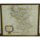 Robert Morden; a hand coloured "Map of Darbyshire",