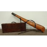 Leather shotgun case the cover inscribed W.R.C.L.