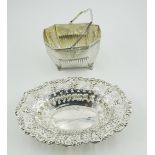 Edwardian silver oval Sweetmeat Dish with pierced and embossed decoration, Chester 1908, 19cms wide,