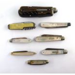 Four early 20th Century silver bladed mother of pearl Fruit Knives,