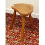 'Lizardman' oak three legged stool with dished adzed seat, by Derek Slater of Crayke (ex.