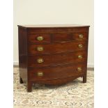 Early 19th century mahogany bow front chest, three short and three long drawers,