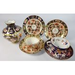 19th Century Derby Trio of cup, saucer and plate decorated in Imari design,