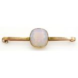 9ct Gold bar Brooch set with a large square facet cut opal Condition Report & Further