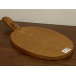 Robert Thompson of Kilburn 'Mouseman' oak oval cheese board with carved mouse signature 30cm wide