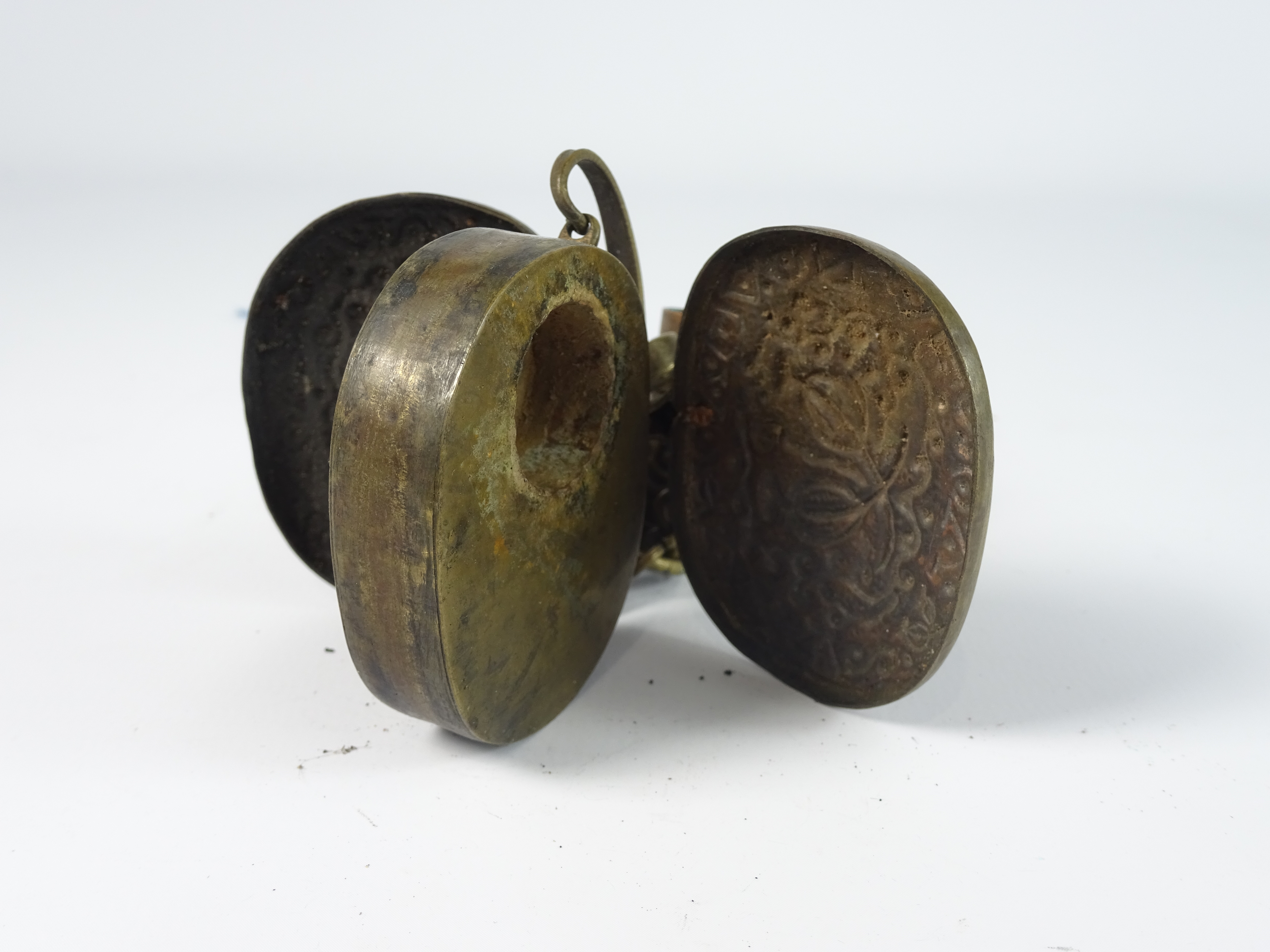 19th Century Tibetan or Japanese metal box and cover together with a cylindrical container, - Image 3 of 4
