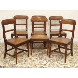 Set six 19th century country elm dining chairs, plank seats,