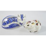 Royal Crown Derby Platinum Arctic Fox Paperweight with gold stopper,