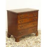 19th century mahogany bachelors chest, brushing slide above four graduating drawers,