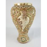 Fischer Budapest baluster Vase with pierced and gilded decoration 36cm high Condition