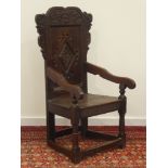 17th century oak Wainscot armchair,