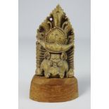 Chinese carved bone figure of an animal on a wooden base 6cm high overall - Roger Soame Jenyns