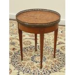 Early 20th Century French Kingwood circular occasional Table with marble top,