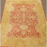Persian Ziegler design red and gold ground rug carpet,
