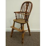 19th century yew and elm child's Windsor armchair, stick and pierced splat back,