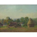 Charles Jean Agard (French 1866-1950): Rural Landscape with Haystacks and Farm Buildings,