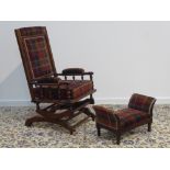 Early 20th century stained beech framed American rocker armchair,