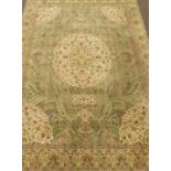 Mid 20th century Persian design green and beige rug carpet,