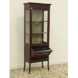 Mahogany Display Cabinet with stepped cornice enclosed by single glazed door with fall front