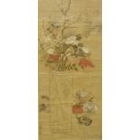 Chinese hanging scroll with a flower vase,