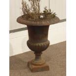 Early 20th century cast iron urn with egg and dart moulded rim,