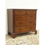 George III mahogany chest, two short and two long drawers, fluted canted corners, on bracket feet,