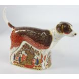 Royal Crown Derby Foxhound Paperweight with gold stopper,