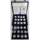 Twenty four silver proof Westminster Diamond Wedding £5 coin collection in protective case (24)