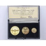 Set of three proof 18ct. Gold 25th Anniversary Battle of Britain Commemorative Medallions No.