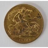 Gold George V 1914 half sovereign Condition Report & Further Details FIne<a