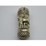 Cylindrical needle case decorated with a racehorse and inscribed 'Epsom' H5cm Condition