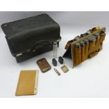 Victorian leather Gladstone bag style travelling case,